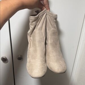 Soda Beige Suede Ankle Booties